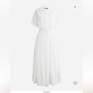 J. Crew White Elena chiffon Shirt-Dress